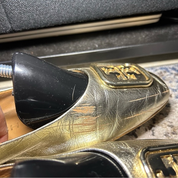 Tory Burch Georgia Sparkle Metallic Gold Ballet Flats Size 7.5 - Picture 6 of 12